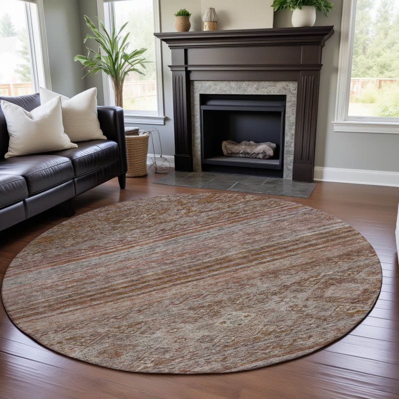 Premium Machine Washable Jaylin AMF1219 Global Rug, Round 8'