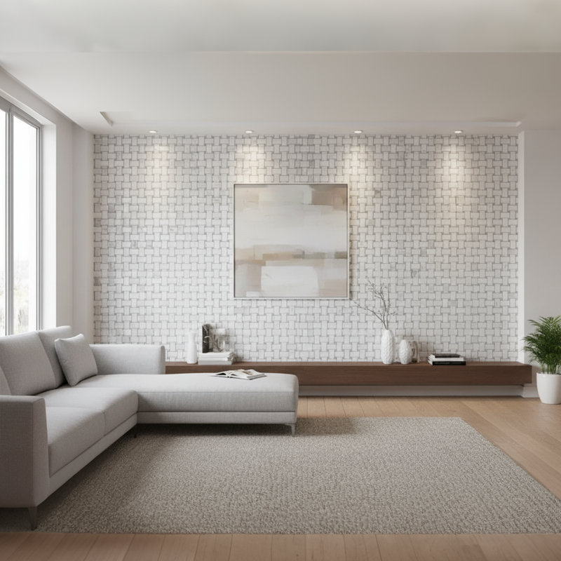 Alps 12" x 12" Marble Mosaic Herringbone Mosaic Wall & Floor Tile