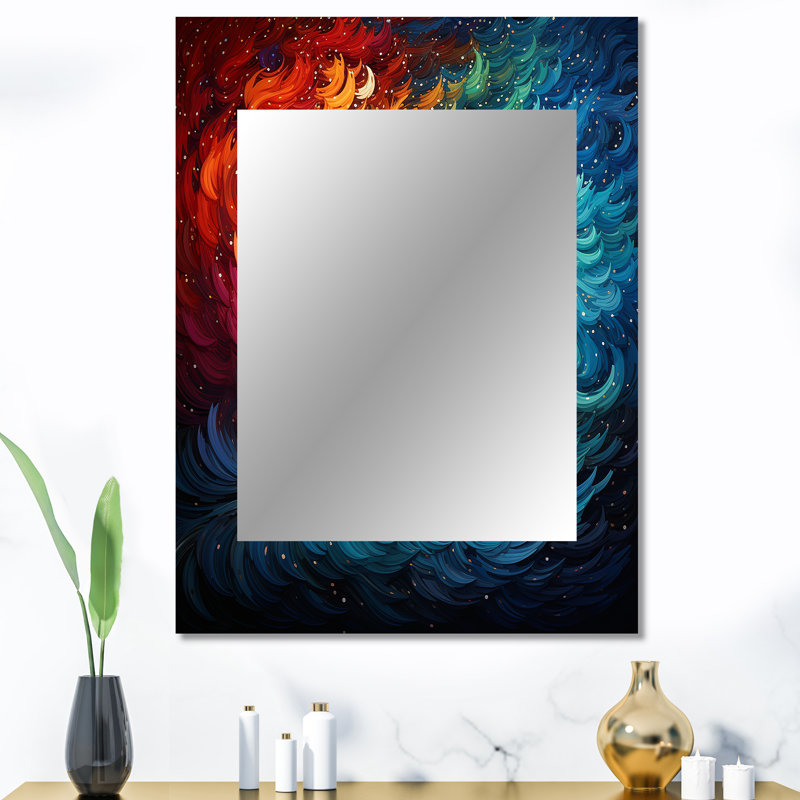 Tempête colorée tourbillon kaléidoscope II - grand miroir de tempêtes, décor de miroir mural traditionnel, 40 po x 30 po