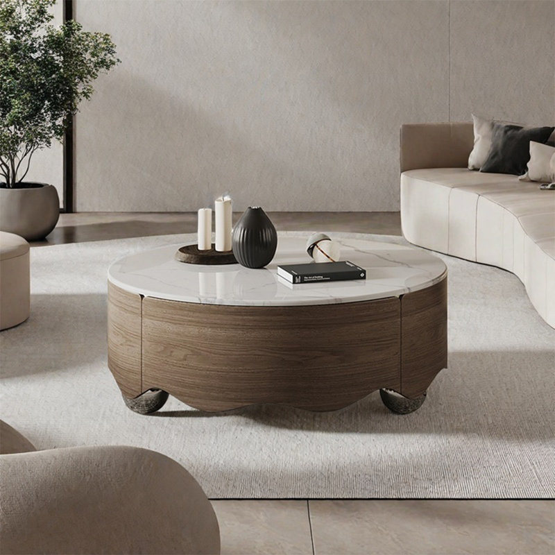 Table basse italienne ronde en pierre micro-cristalline
