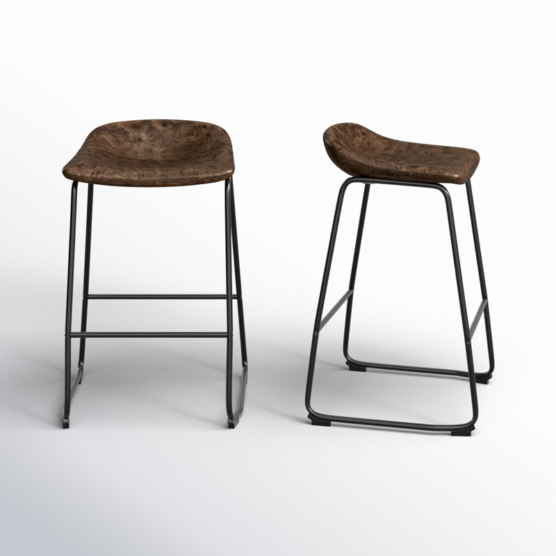 Rome Upholstered Counter Stool with Metal Frame, Rustic Brown, Bar Stool ( 29" Seat Height )
