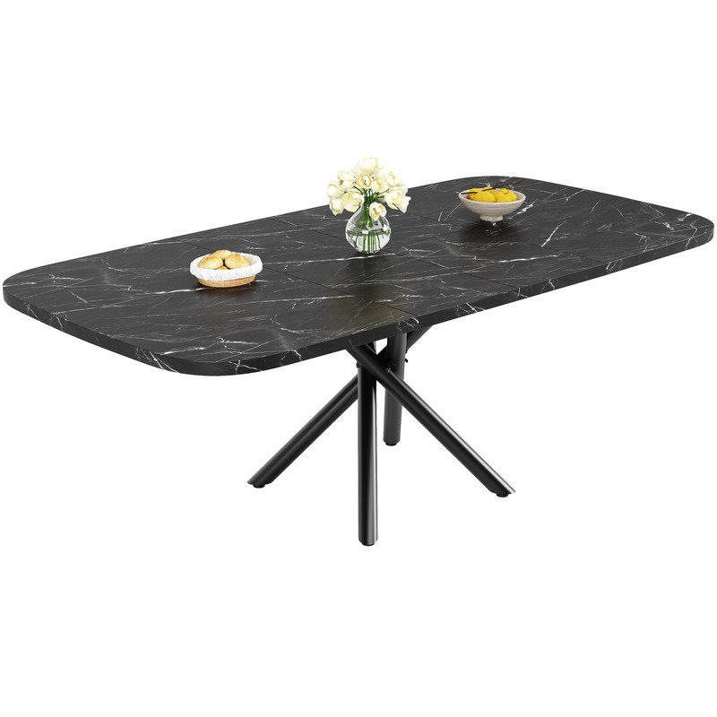 194.94 cm Extendable Dining Table, Black