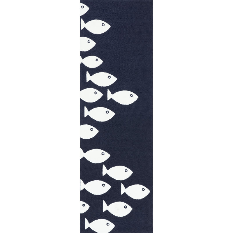 Tapis intérieur / extérieur bleu marine Winon, Tapis de couloir 2 pi 6 po x 8 pi