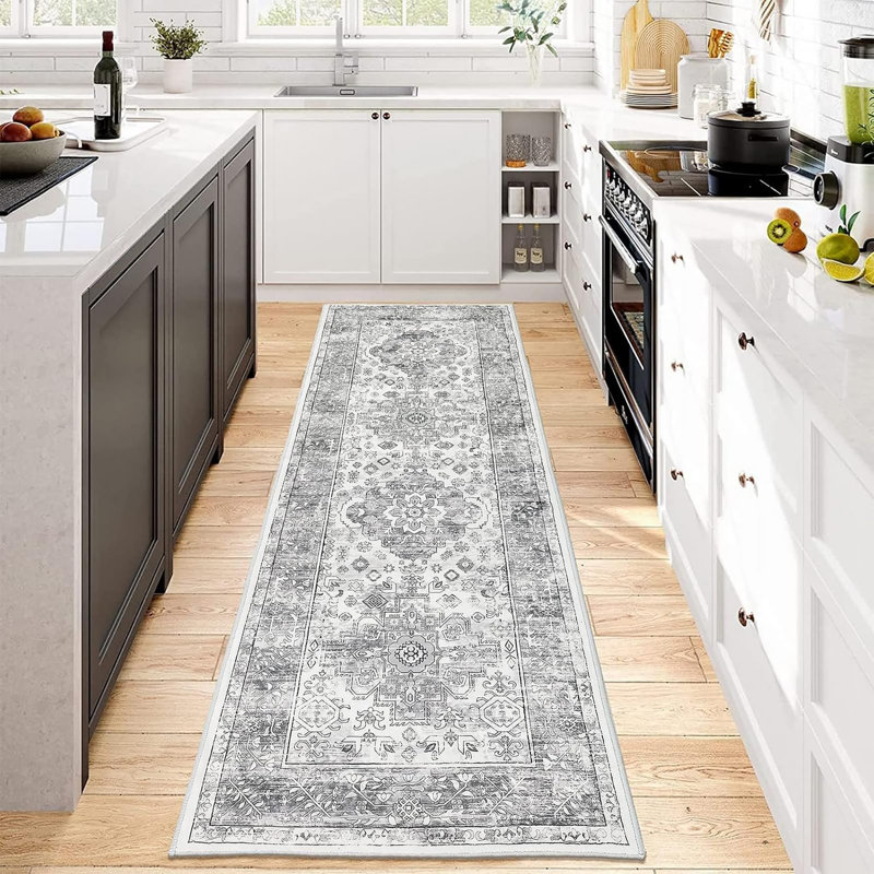 Floral Flatweave Area Rug, Runner 60 x 180cm