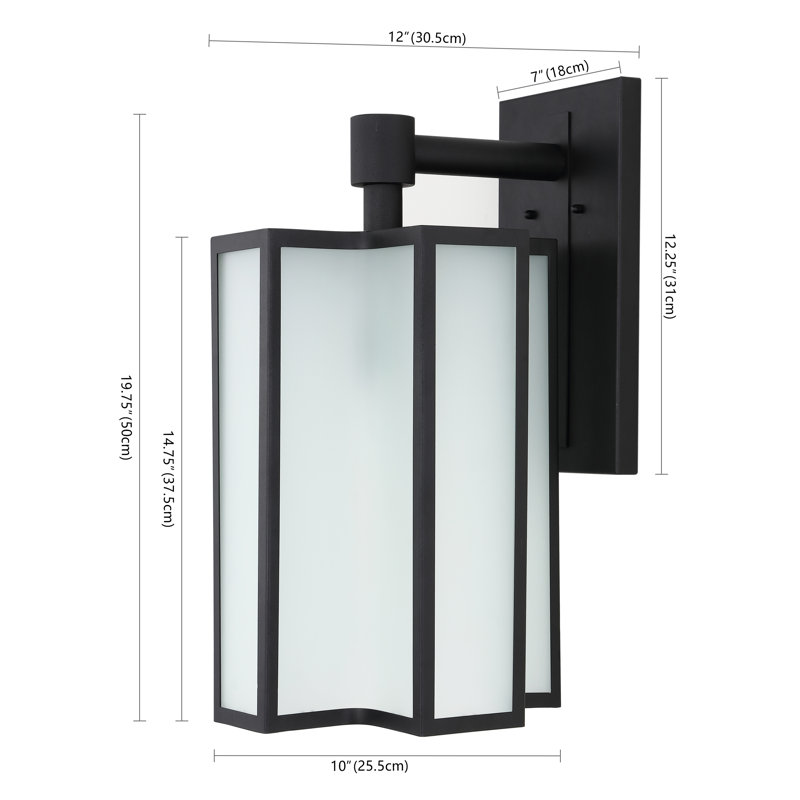 Lanterne murale d'extérieur en verre noir givré
