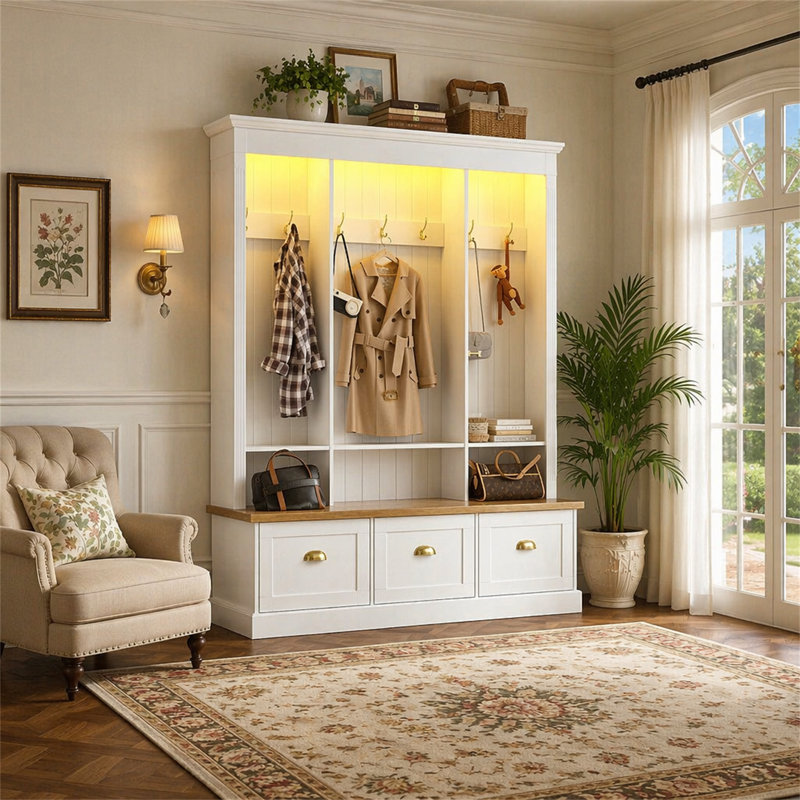 Arbre d'entrée élégant avec 9 lumières DEL, Blanc
