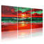 «Nautical & Beach Vibrant Sunset Ocean Waves Sky Reflection Beach Colors», ensemble de 3 impressions sur toile-402517863