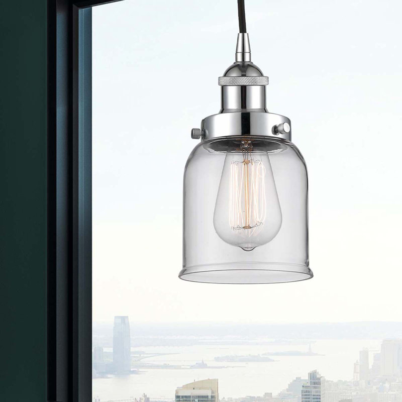 Luminaire suspendu 1 lumière à une cloche, Chrome poli, Ampoule non incluse