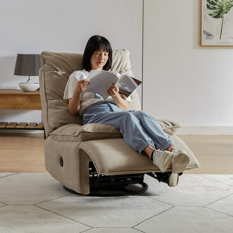 29'' Wide Leatheraire Fabric Swivel and Rocker Power Power Lazy Sofa Armless Recliner with Blue Light for Sleeping, Beige