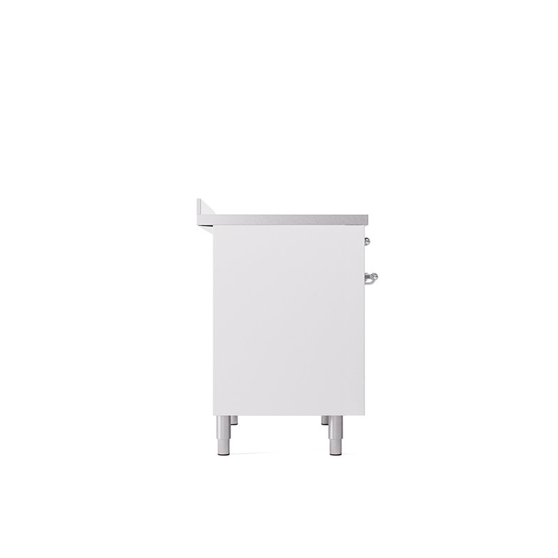 Cuisinière à induction 40 pouces avec 6 éléments à induction ILVE Nostalgie II Series (porte en verre), Blanc/chrome