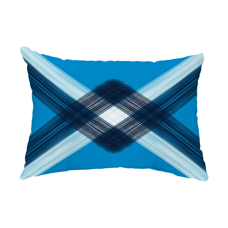 Geometric Outdoor Reversible Throw Pillow, Blue/Navy
