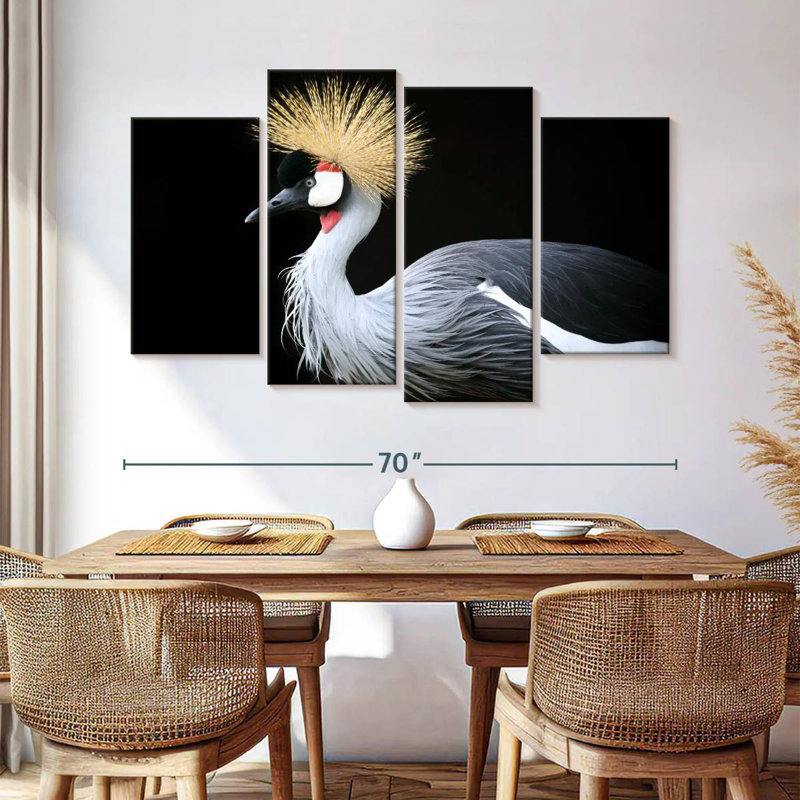 Brampt Stunning Grey Crowned Crane, 42" H x 68" W