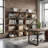 5-Tier Industrial Etagere Bookcase, Rustic Wood and Metal Freestanding Bookshelf with Geometric Frame for Home Office & Living Room