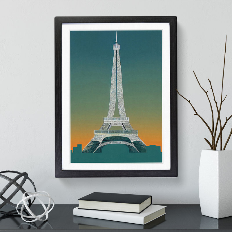 Eiffel Tower No.5 - Wall Art, Black Framed Paper, 64cm H x 46cm W x 2cm D