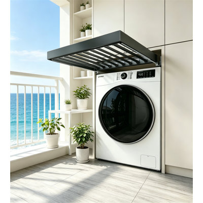 Séchoir à vêtements rétractable et invisible - support à pantalons coulissant multifonctionnel en aluminium pour espace, armoire ou balcon pour machine à laver - charge résistante de 30 kg, glissières d'amortissement à fermeture en douceur