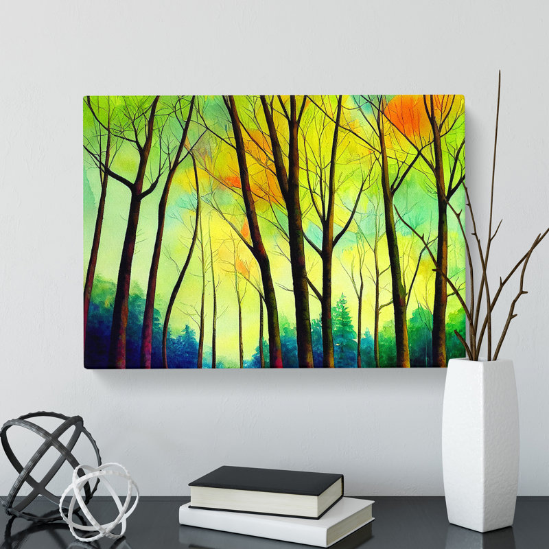 Watercolour Spring Forest - Wrapped Canvas, 50cm H x 76cm W x 3cm D