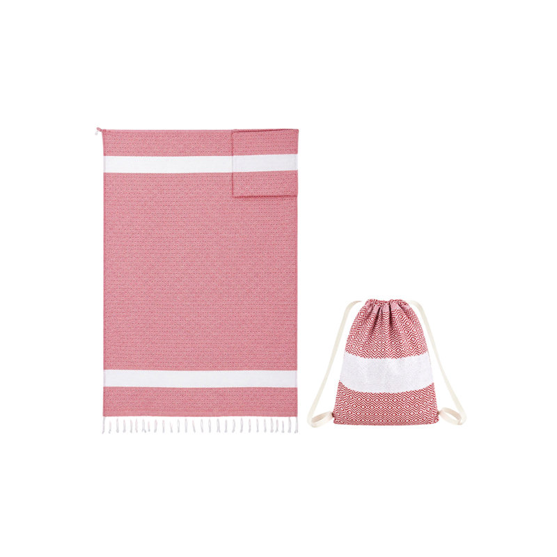 Integrated Beach Towel Bag - Beach Vacation Swimming Towel Portable Beach Towel Backpack, B