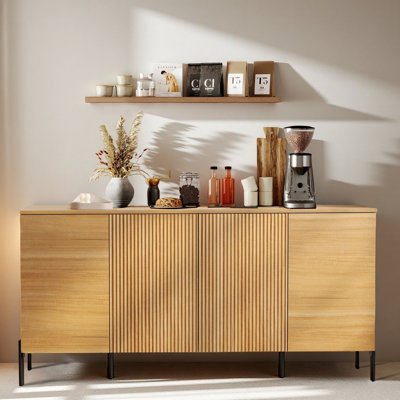 Buffet 61 "à 4 portes avec motif géométrique rectangulaire et base à double baguettes 61"