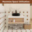 Meuble-lavabo flottant peu encombrant avec lavabo vasque noir mat et rangement ouvert