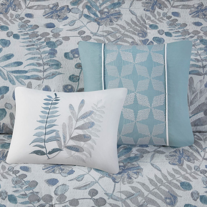 Ensemble d'édredon en polyester , Édredon double / grand, 2 taies décoratives et 2, Bleu