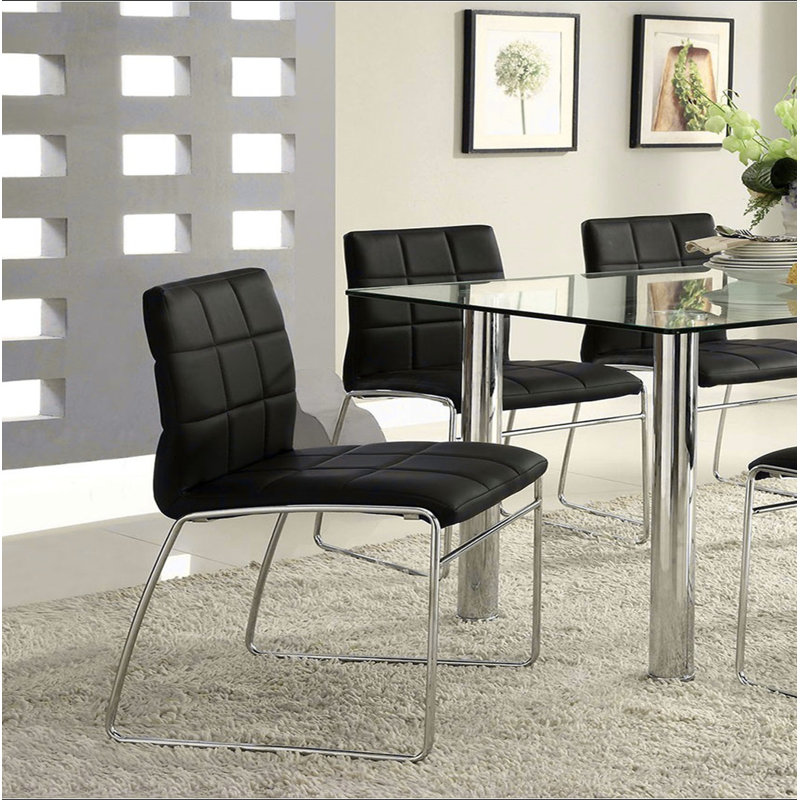 Chaises de salle à manger en métal chromé noires