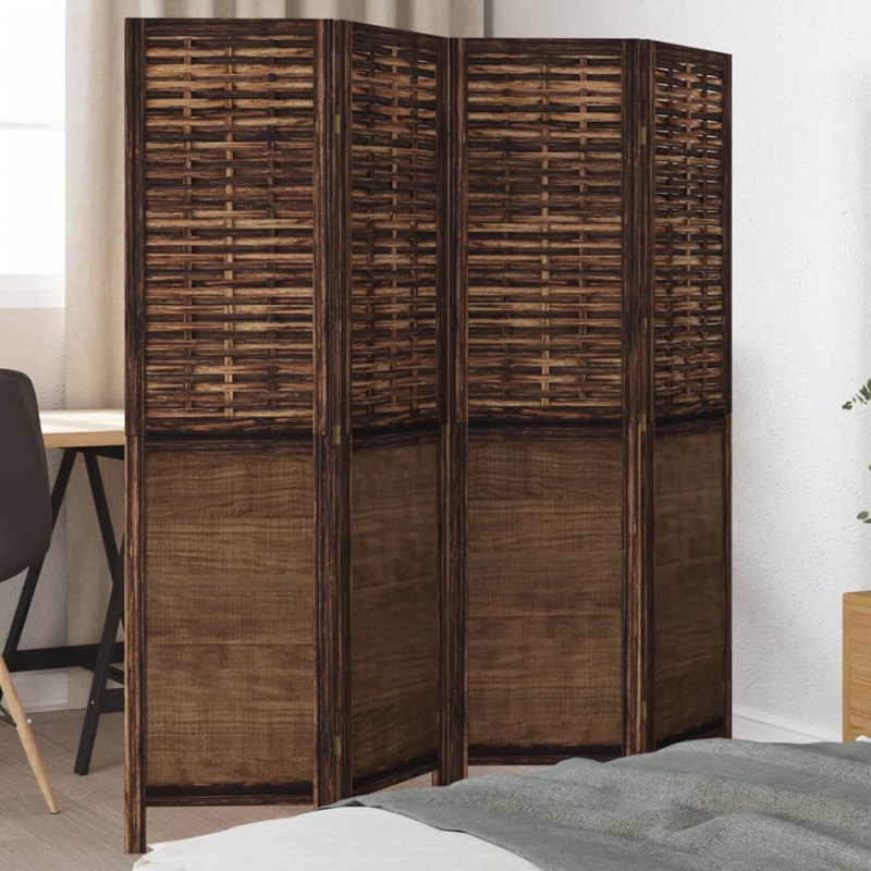 Farnum Solid Wood Accent Room Divider, 160cm H x 145cm W, Dark brown