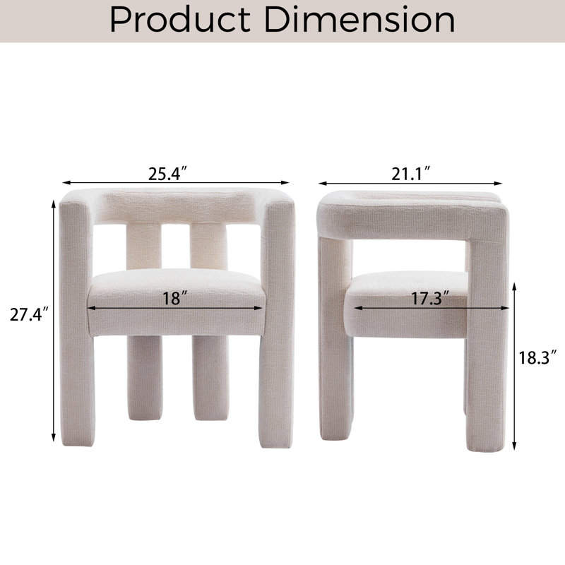Chaise d'appoint chic (ensemble de 2), Chenille crème