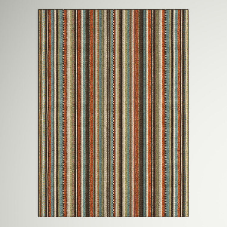 Tapis rayé vert intérieur / extérieur Brendel