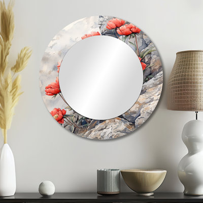 Pe pivoines par The Rocky Outcrop I - miroir décoratif floral imprimé sur métal
