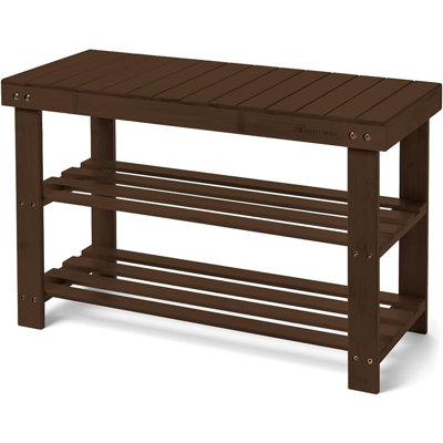 Range-chaussures en bambou - Banc de rangement pour porte d'entrée - Banc d'entrée avec étagère à chaussures, rangement pour chaussures