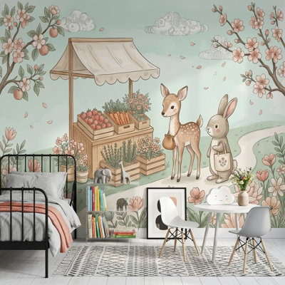Pastel Garden Wallpaper Floral Border Spring Blossoms Removable Wall Decor