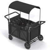 4-seater Stroller Wagon, Folding Push-pull Stroller,5-point Harnesses,adjustable Handle,black/grey