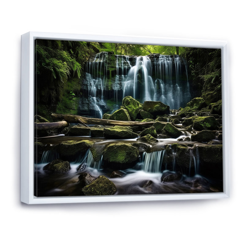 Scenic Whispering Waters Landscape II, Cadre flottant blanc, H 34 po x l 44 po