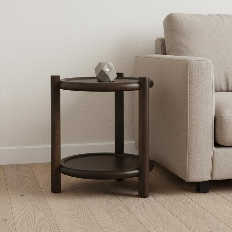 Table-plateau 24 po en bois massif brun foncé