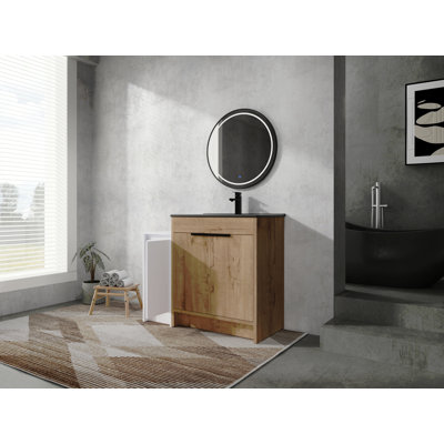 Meuble-lavabo autoportant de 42 po avec lavabo en céramique et armoires de rangement, porte à fermeture en douceur, armoire combinée 02430IMO + 0312, ensemble KD