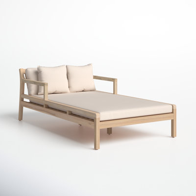 Amina Outdoor Acacia Double Chaise Lounge