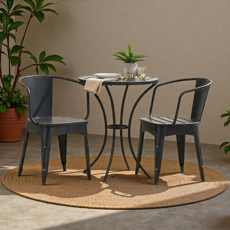 3 PC METAL BISTRO SET, Black