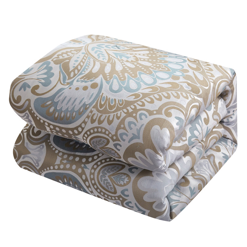 California King Aqua and Brown Reversible Microfiber Comforter Set