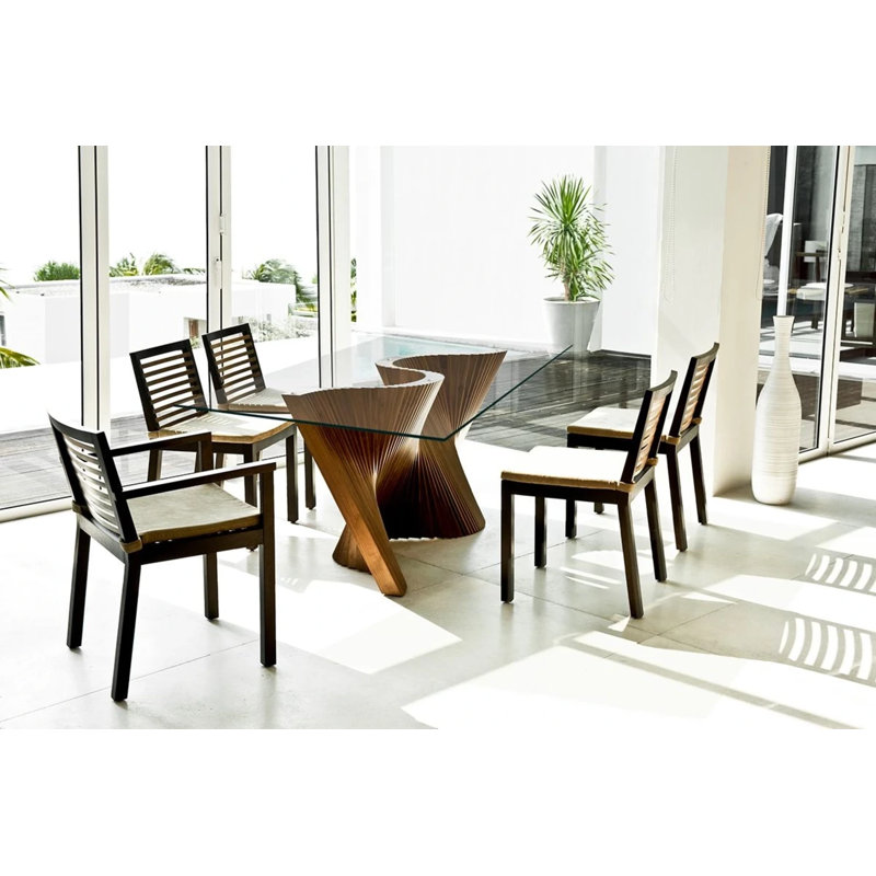 Wave Dining Table, 29.25" H x 118" W x 43.25" D, Brown