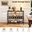 41" Wine Rack With 4 Glass Holders Wide Countertop Middle & Bottom Storage Shelves