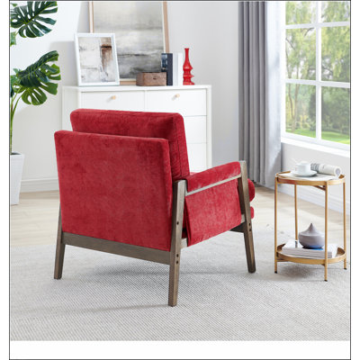 Mid-Century Modern Velvet Accent Armchair, Red, Luxurious Comfort and Timeless Design for Any Living Space
