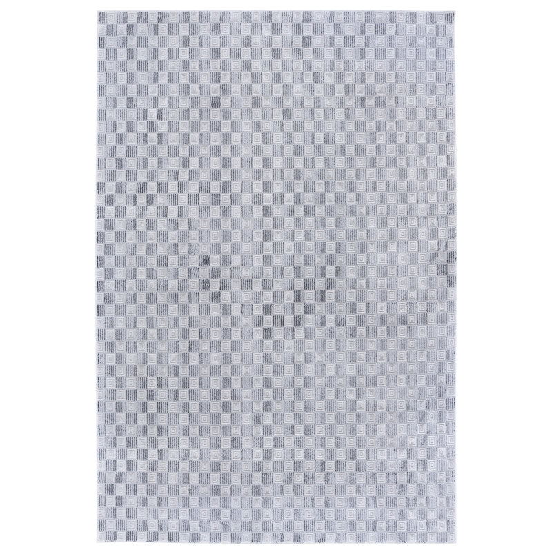 Slate Performance Checkered Rug, Rectangle 9' x 12'