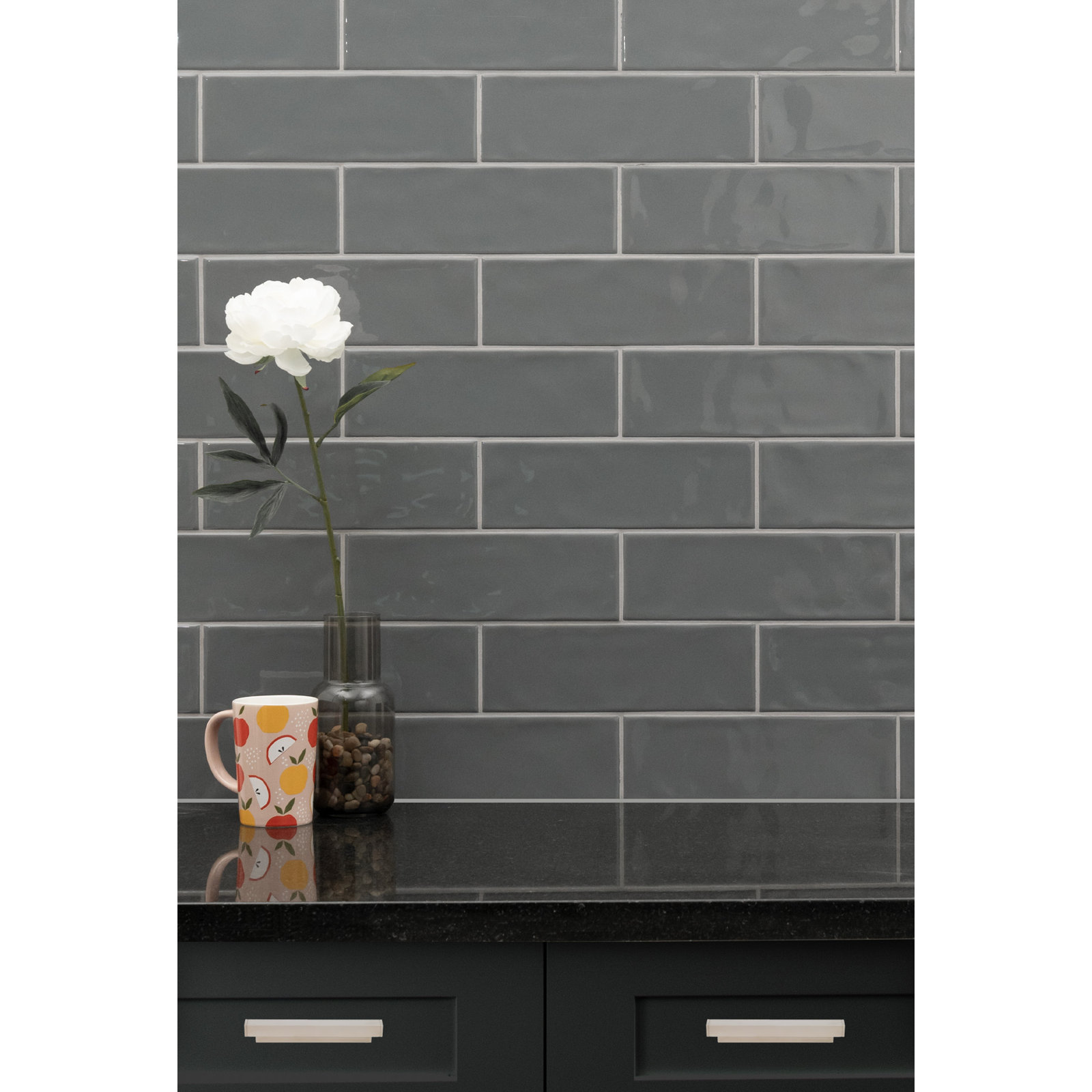 Metrola 4 in. x 12 in. Glossy Ceramic Subway Wall Tile, Slate