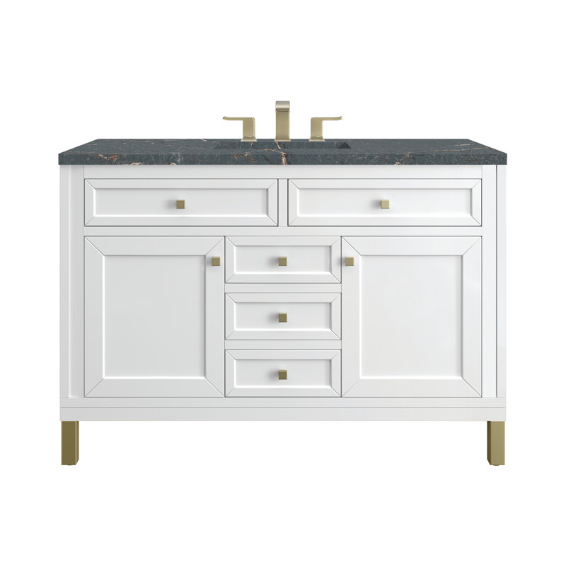 Chicago 48'' W Single Vanity, Glossy White, Parisien Bleu, 8" Widespread