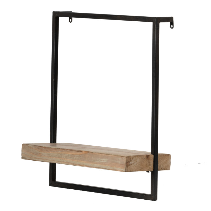 Tablette décorative industrielle en fer et en bois, 15,7 x 5,9 x 17,7, en bois, style décoratif, décor moderne