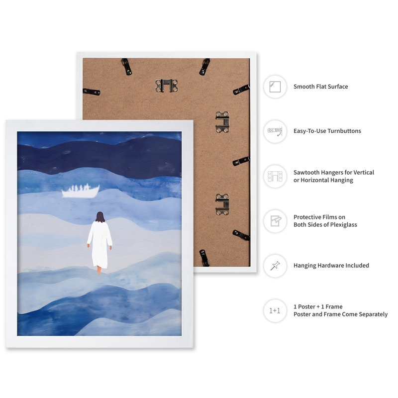 Marcher sur l'eau, Affiche, H 18 po x l 24 po, Encadrement blanc