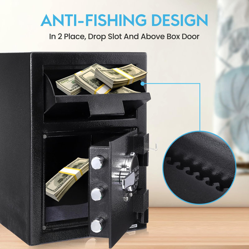 Black Steel Digital Depository Safe with Electronic Keypad