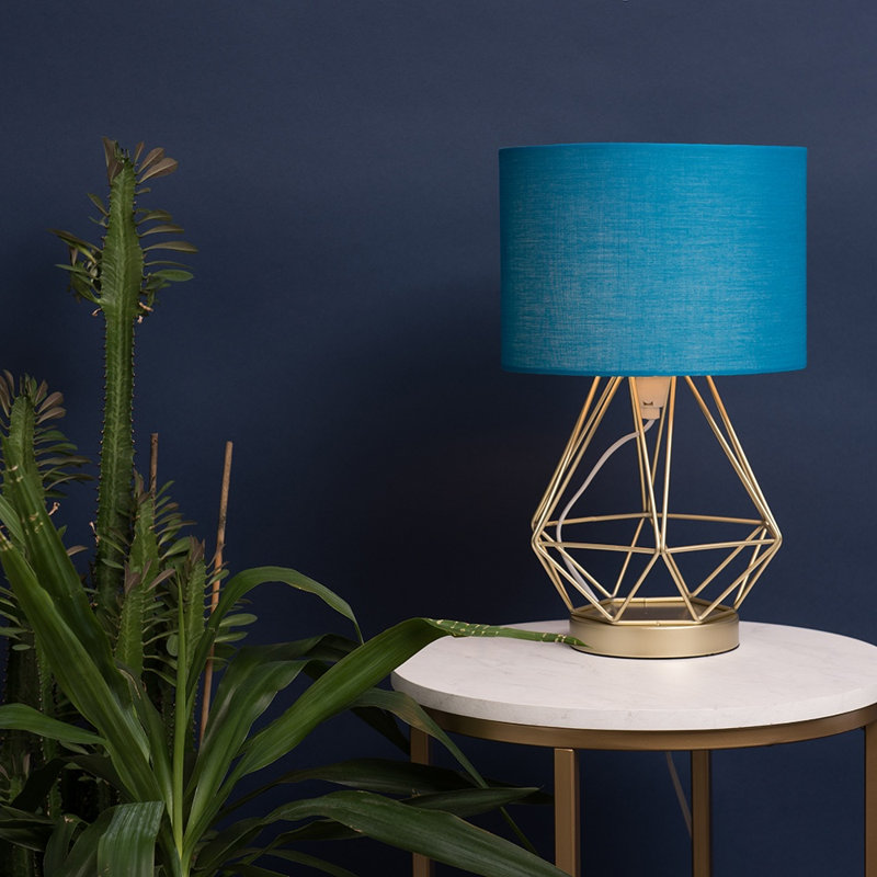 Haigler Standard Table Lamp, Gold, Blue, No Bulb