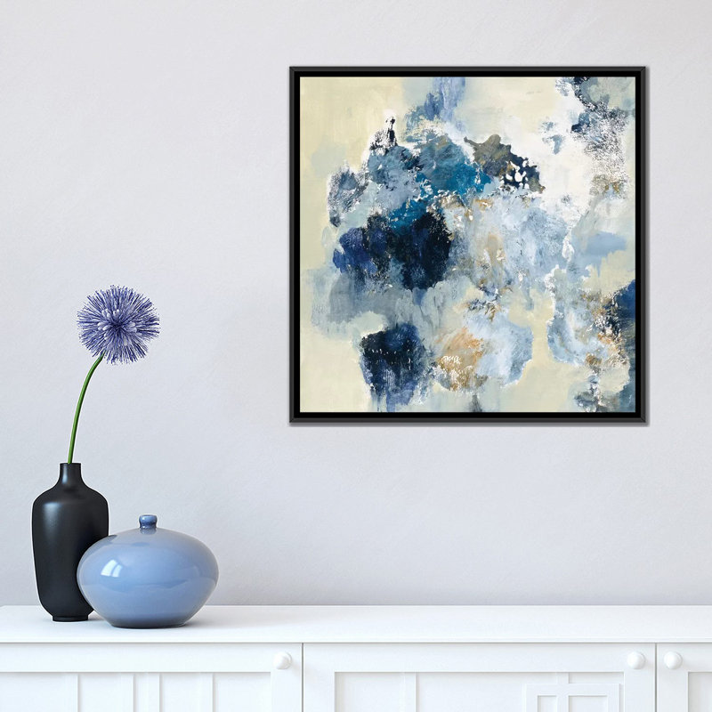 «Indigo» par Silvia Vassileva - impression, Toile avec cadre noir, H 18 po x l 18 po x P 1,5 po, Pas de tapis