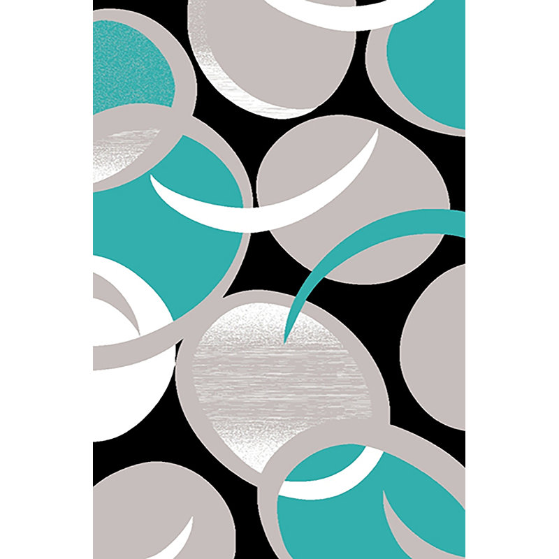 Tapis gris / turquoise à motif abstrait Mccampbell, Rectangle 2 pi 7 po x 4 pi